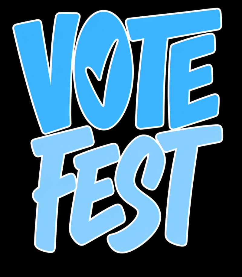 VOTEFEST vertical logo on black