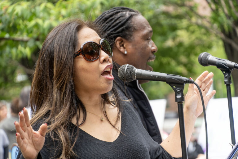 Speakers share the microphone at the first VOTEFEST in MacDonald Park.